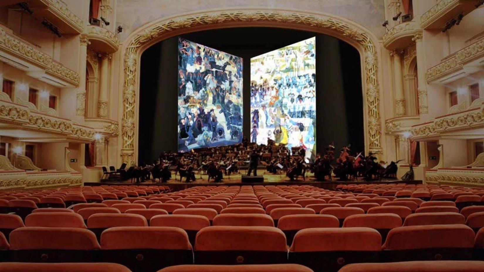 Guerra e Paz expostos no Teatro Municipal no Rio de Janeiro em 2010. Foto: Fundação Portinari