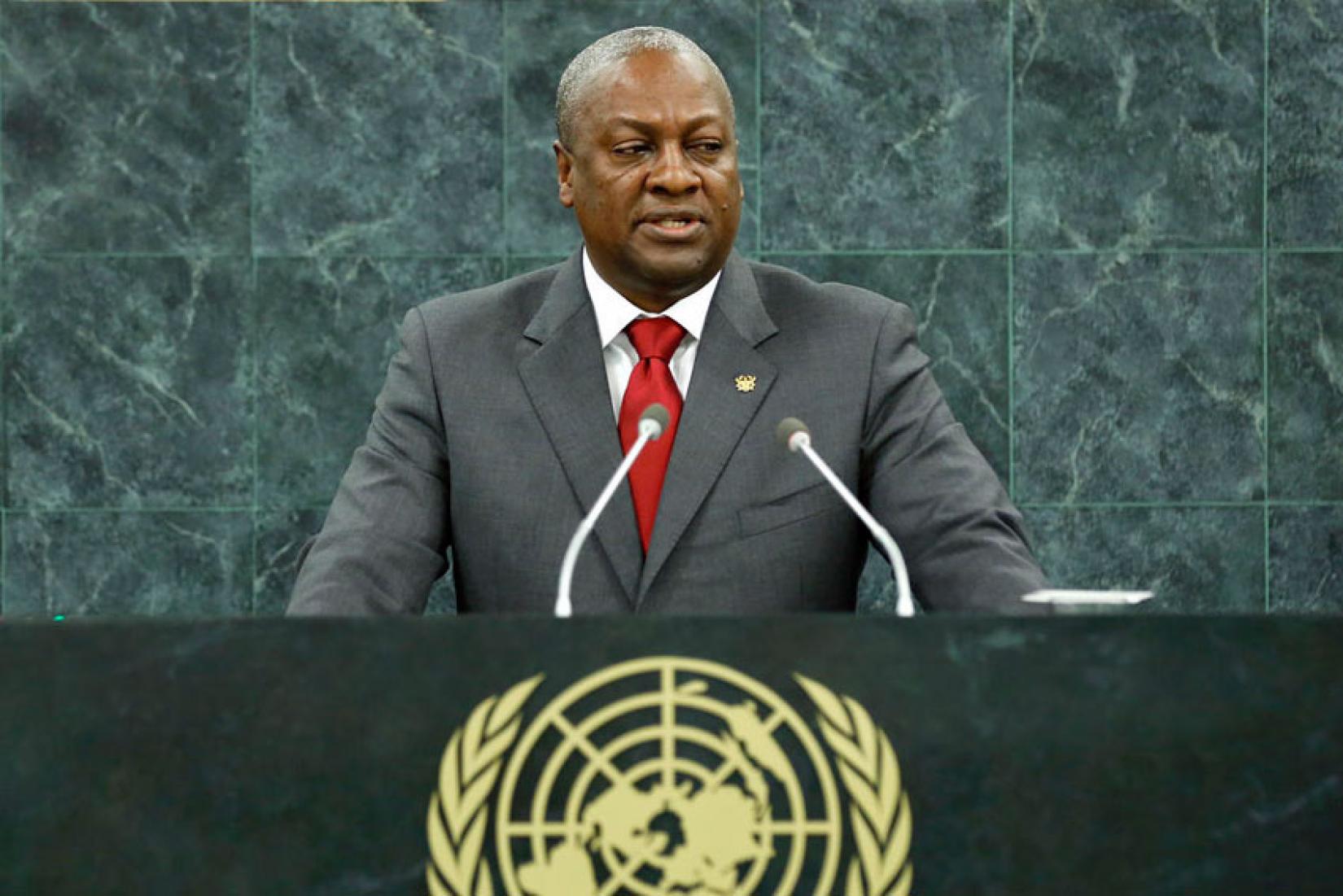 O presidente de Gana, John Dramani Mahama, durante discurso na Assembleia Geral da ONU. Foto: ONU