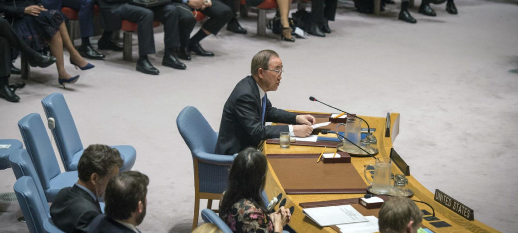 Ex-secretário-geral da ONU Ban Ki-moon fala ao Conselho de Segurança. Foto: ONU/Loey Felipe