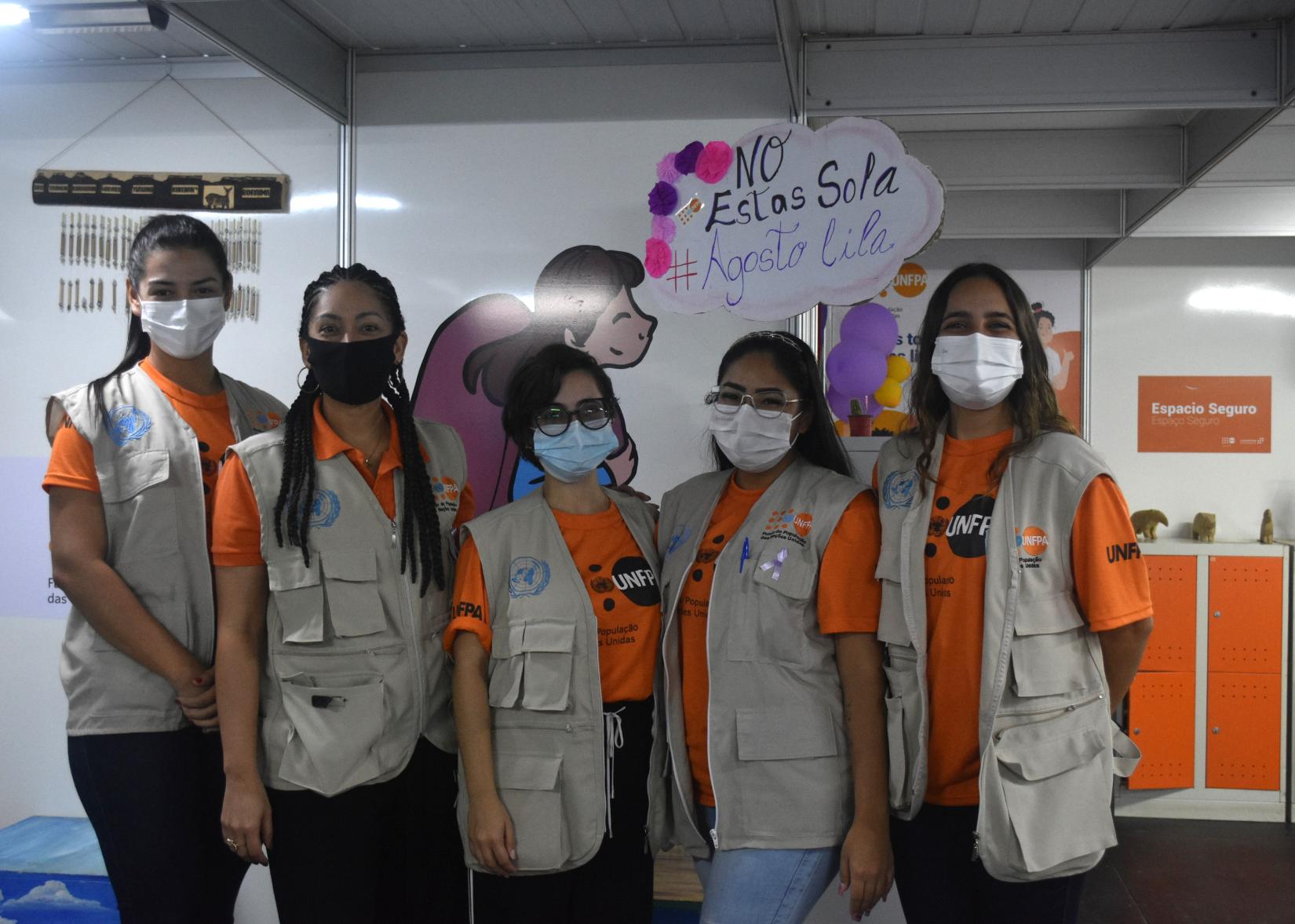 A equipe do UNFPA que atua no espaço seguro de Pacaraima.