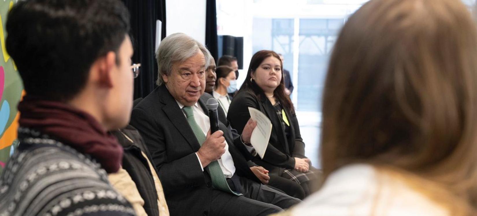 Na COP15, o secretário-geral António Guterres se reúne com jovens líderes para discutir apoio a uma estrutura de biodiversidade global pós-2020 justa e equitativa.