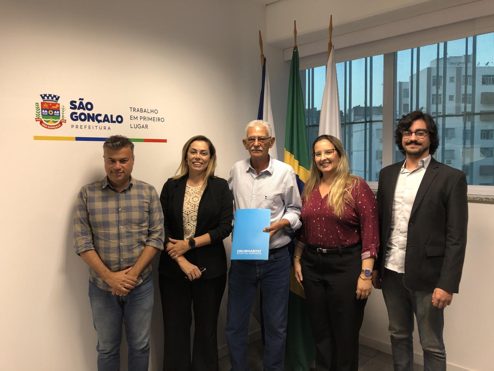 Equipe do ONU-Habitat se reuniu com a Prefeitura de São Gonçalo para a assinatura do acordo, que terá duração de 20 meses.