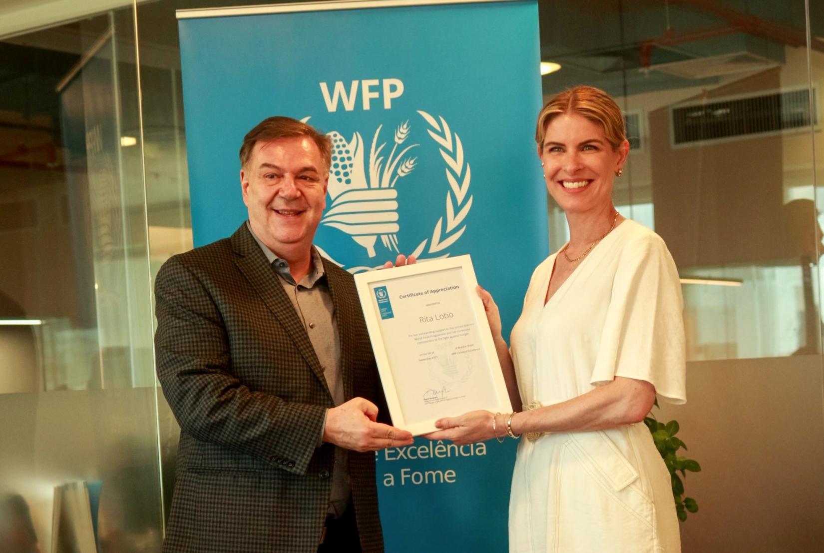 Daniel Balaban, Representante do WFP no Brasil, e Rita Lobo em Brasília durante visita em setembro. 