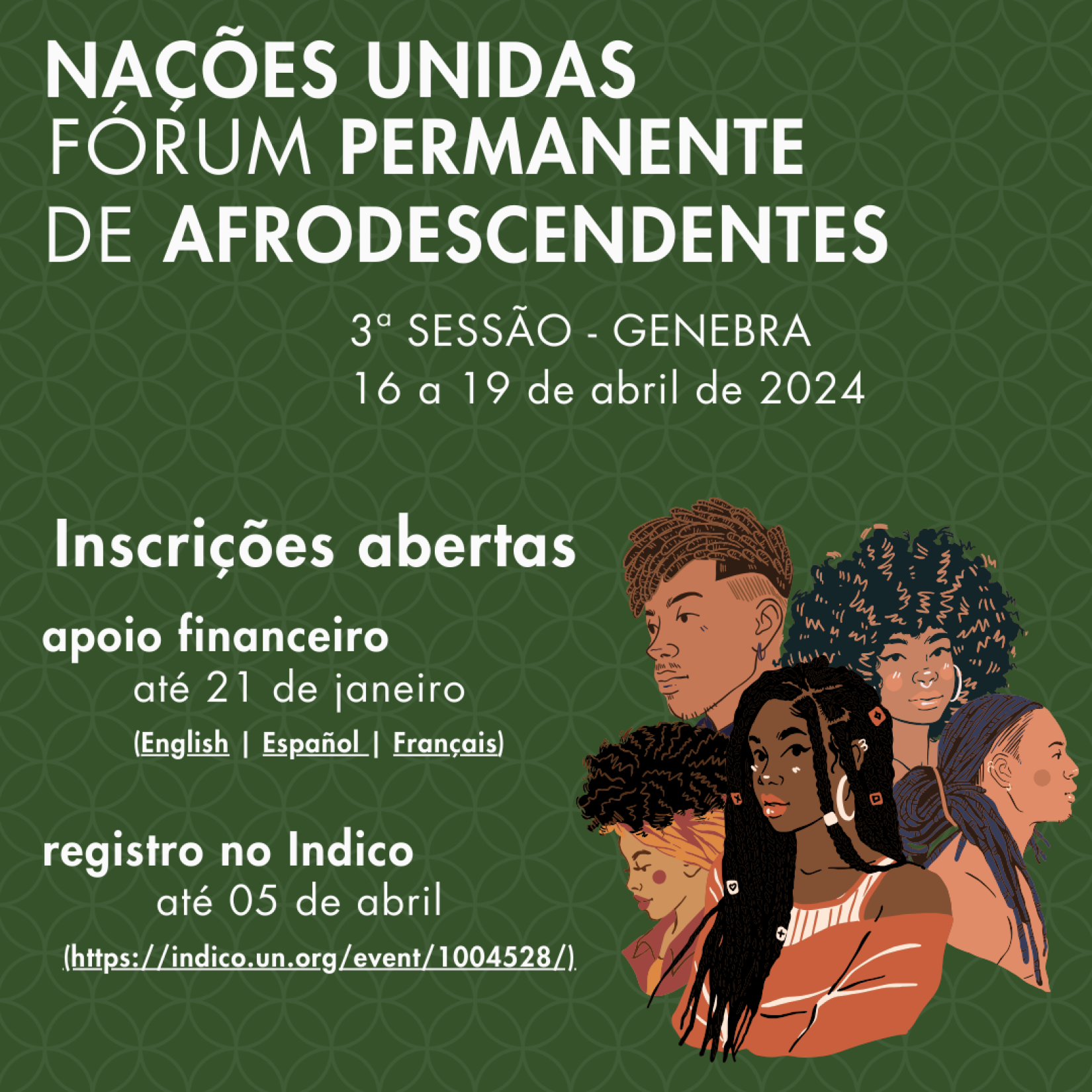 O Fórum Permanente de Afrodescendentes recebe solicitações de representantes e organizações da sociedade civil para apoio financeiro até o dia 21 de janeiro de 2024.