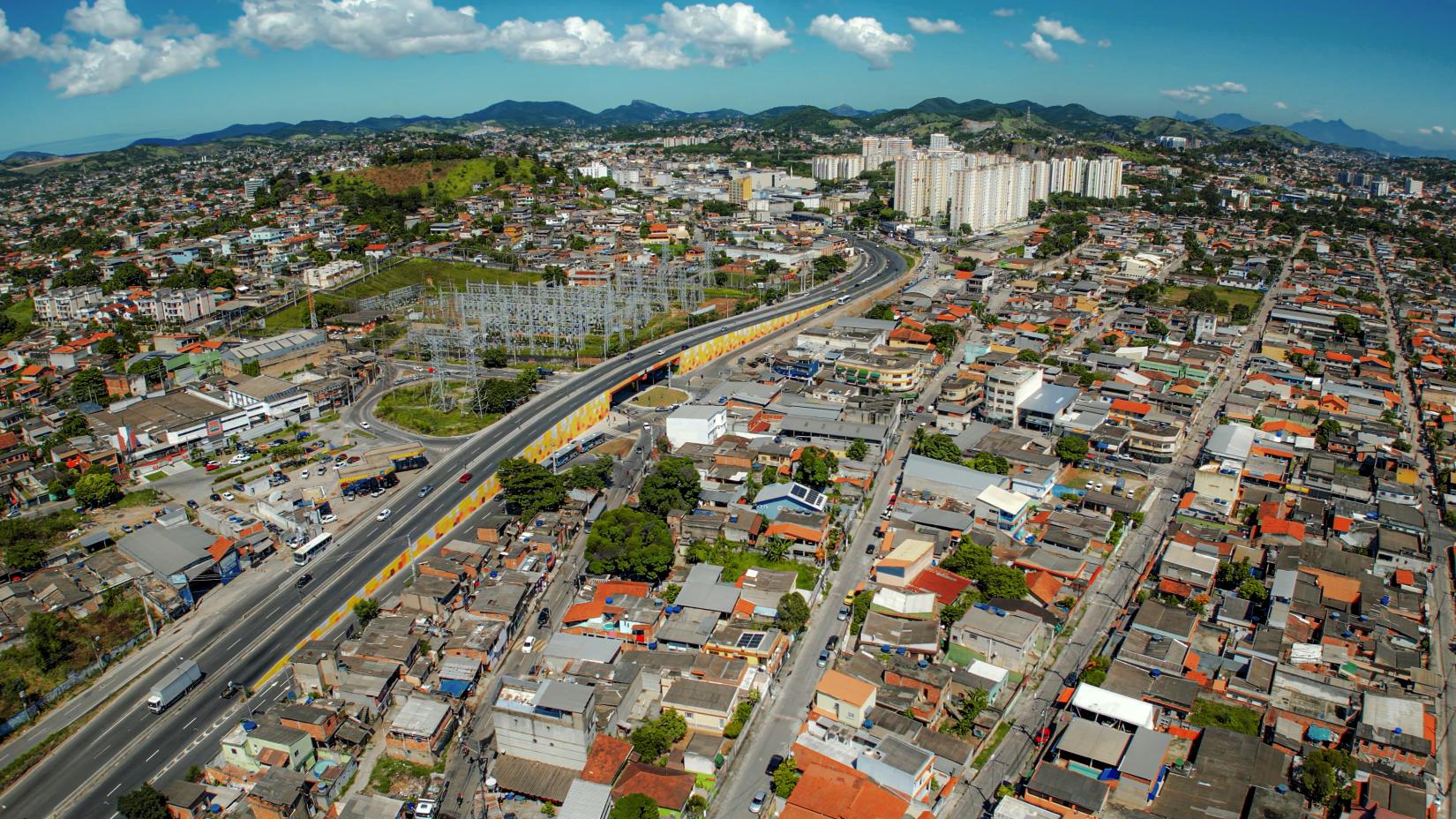 Vista aérea da cidade de São Gonçalo, no Rio de Janeiro. 