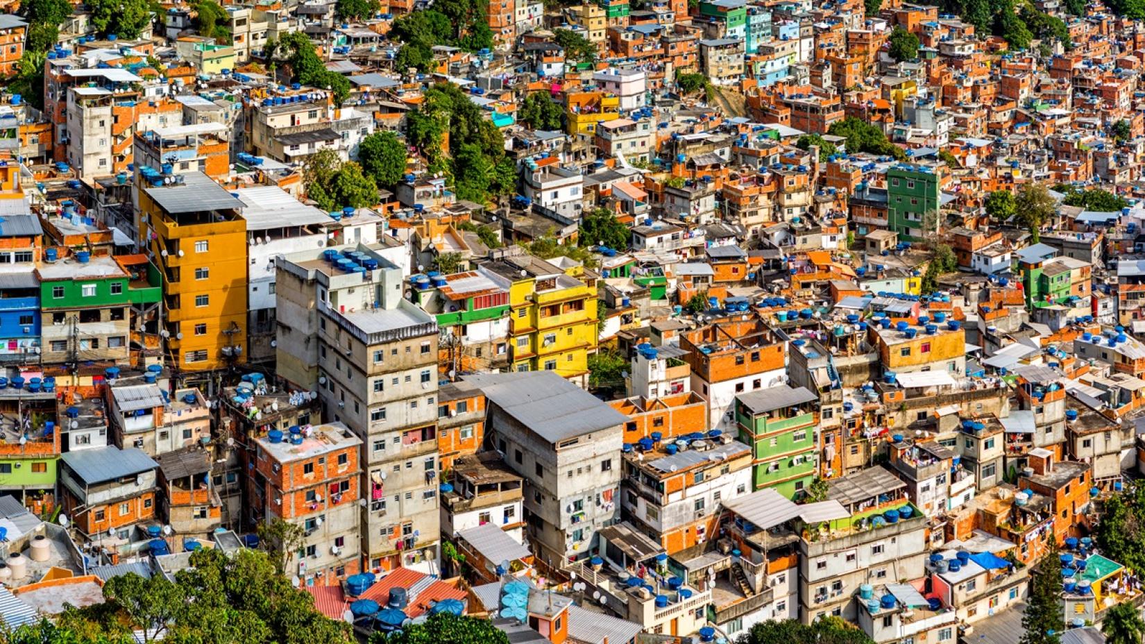 Visão aérea da comunidade da Rocinha, na Zona Sul do Rio de Janeiro. 
