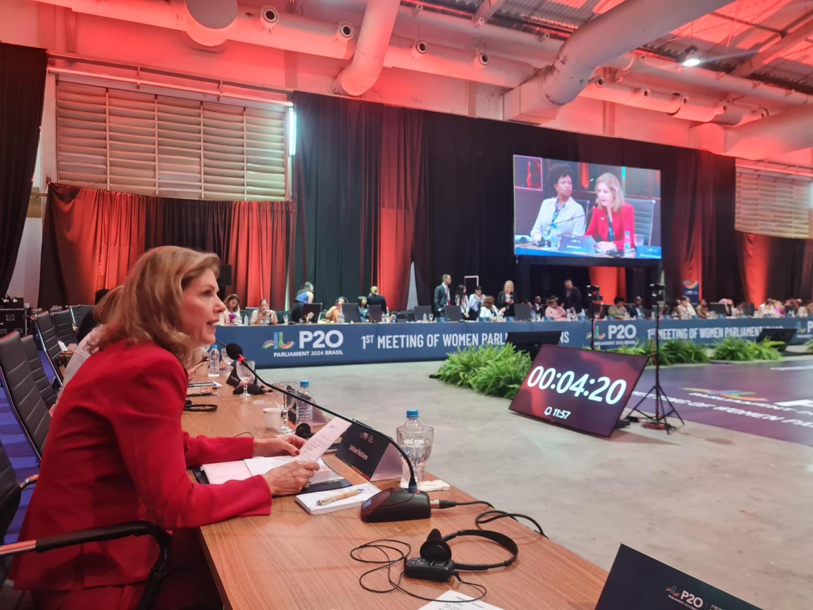 Discurso da coordenadora residente da ONU no Brasil, Silvia Rucks, no primeiro encontro de mulheres parlamentares do P20, fórum legislativo do G20, em Macéio. 