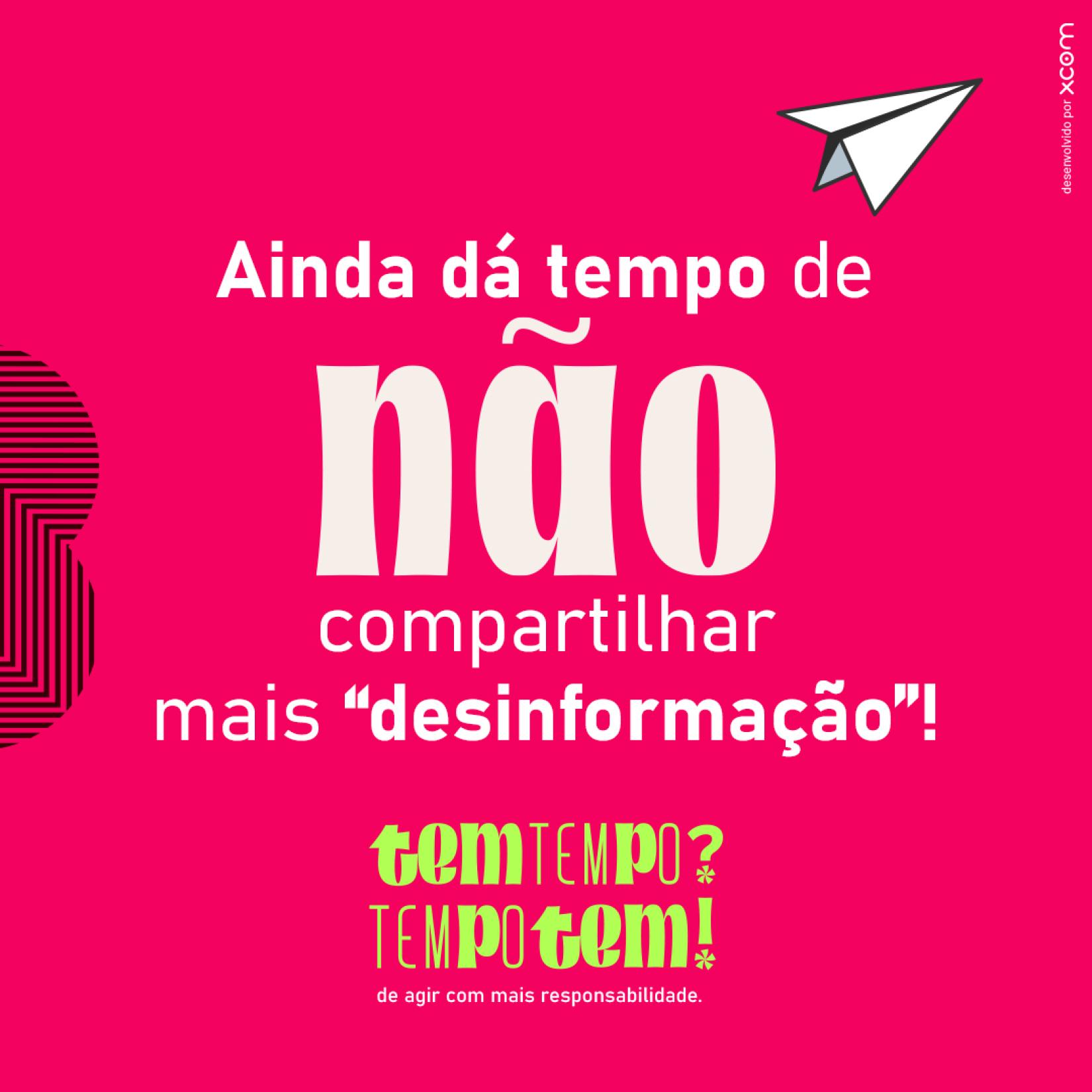 Lançada nesta segunda (19), a campanha “Tem Tempo? Tempo Tem!” promoverá dicas sobre como podemos agir com mais responsabilidade nas redes e ajudar a combater a desinformação.  Uma parceria do Centro de Informação das Nações Unidas para o Brasil (UNIC Rio), @xcom_agencia, @jcdecauxbrasil e @uolnoticias, a campanha está no ar nas redes da @onubrasil, no portal do UOL Notícias e em painéis da JCDecaux nas ruas das principais cidades do país. 