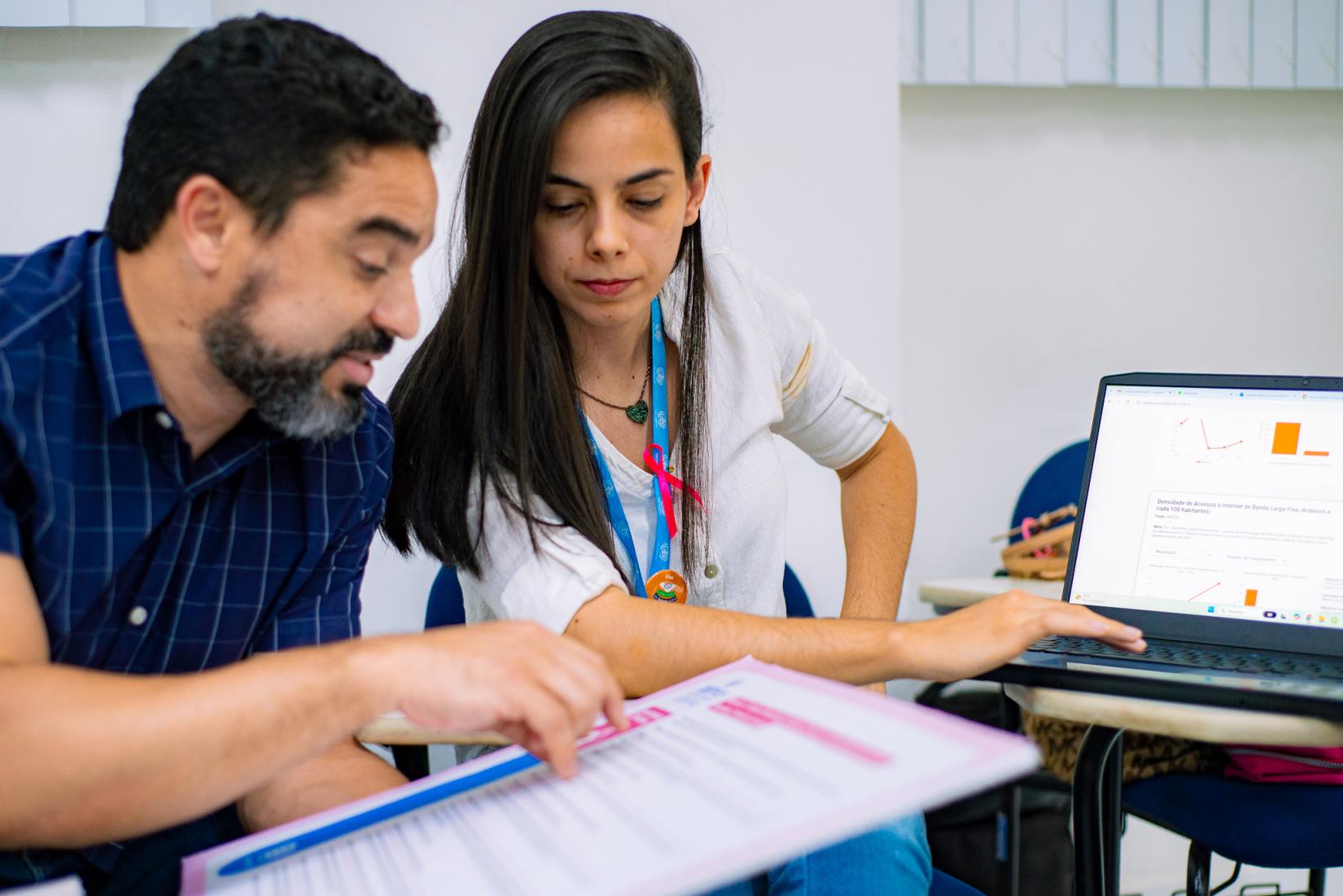 A Trilha de Formação incluiu o acesso a materiais didáticos e dinâmicas práticas sobre os temas de cada curso. Crédito: Thayane Massopust/ONU-Habitat