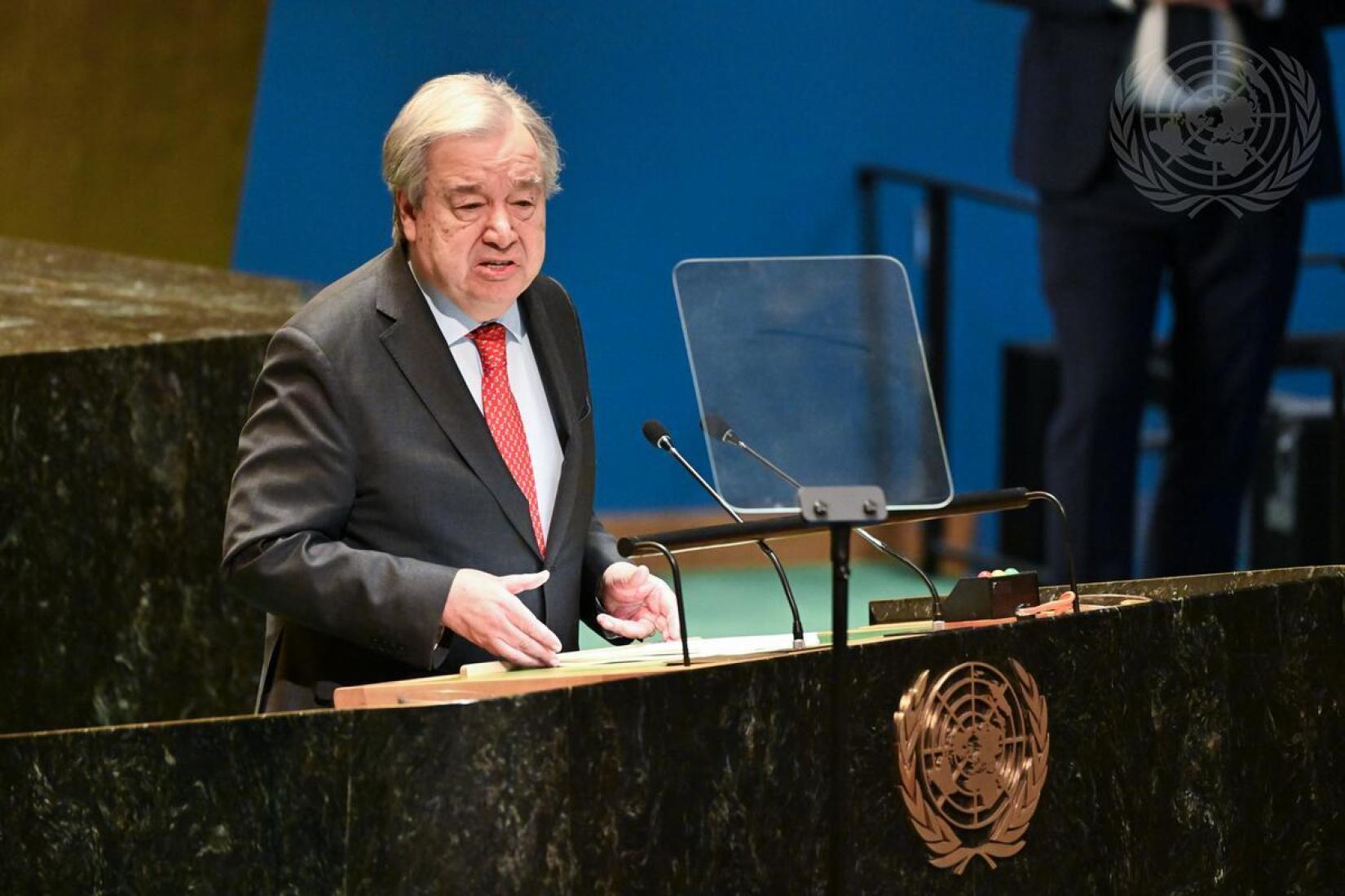 O Secretário-Geral António Guterres informa a 56ª reunião plenária da Assembleia Geral sobre suas prioridades para 2025