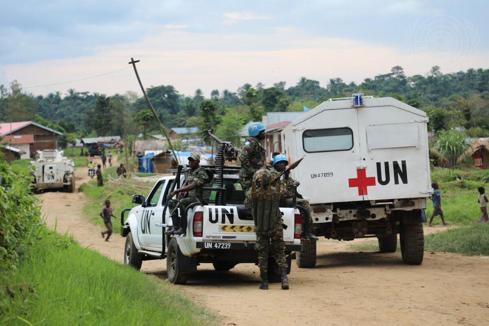 Soldados de manutenção da paz do Malaui, servindo na Brigada de Intervenção da Força da Missão de Estabilização da Organização das Nações Unidas na República Democrática do Congo (MONUSCO), foram enviados para a área de Kamango, na província de Kivu do Norte, para proteger a população após recentes ataques a civis.