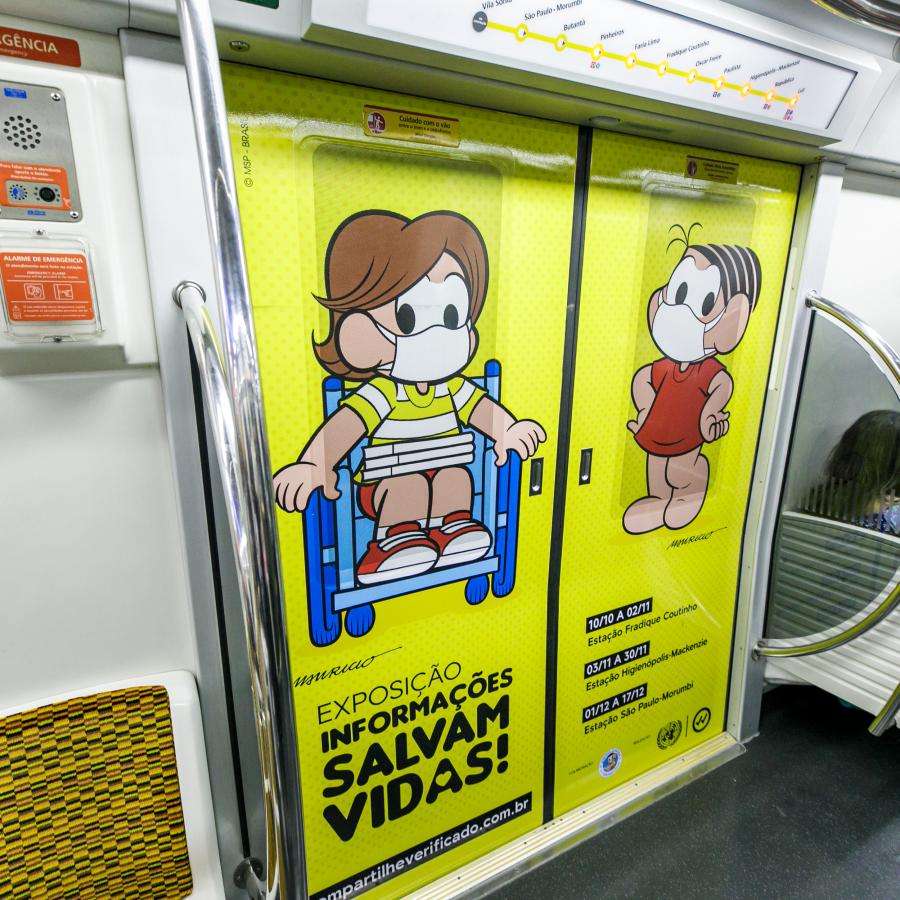 A campanha Verificado nas linhas 4 e 5 do metrô de São Paulo, que recebem milhares de pessoas todos os dias