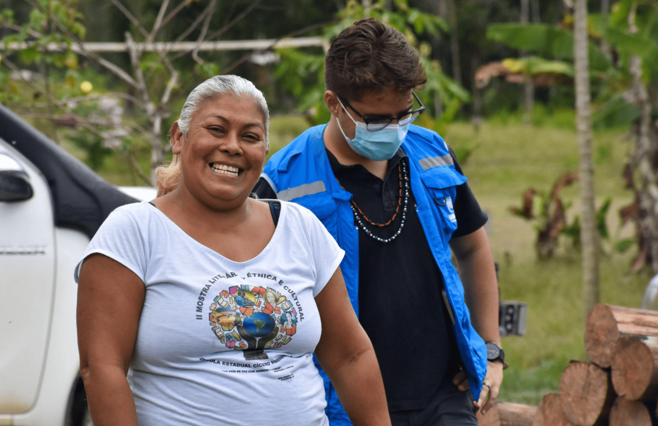ACNUR acompanha Anita nas atividades com a comunidade de Sakau Motá, em Pacaraima. 