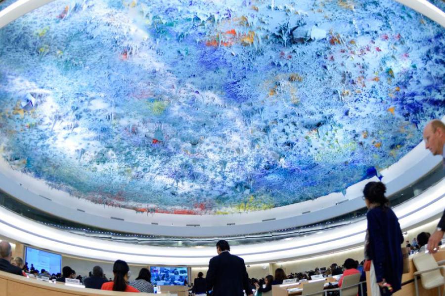 Visão geral de uma sessão do Conselho de Direitos Humanos da ONU em Genebra.