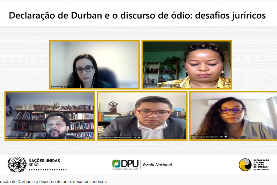 Participantes do debate sobre racismo e discriminação racial promovida pela Defensoria Pública da União (DPU) e a ONU Brasil