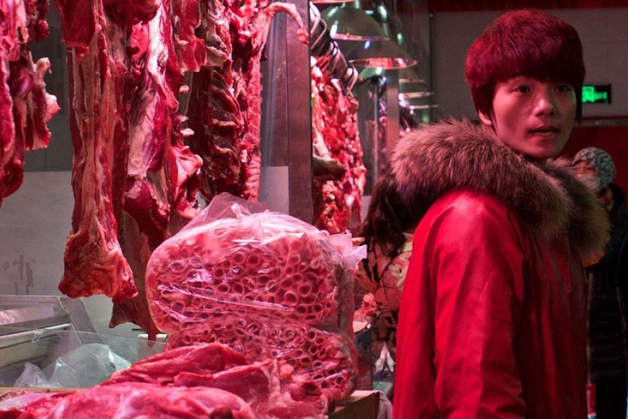 mercado de carne em pequim