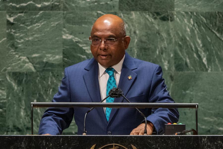 Presidente da Assembleia Geral, Abdulla Shahid, na abertura dos debates da 76a Assembleia Geral das Nações Unidas