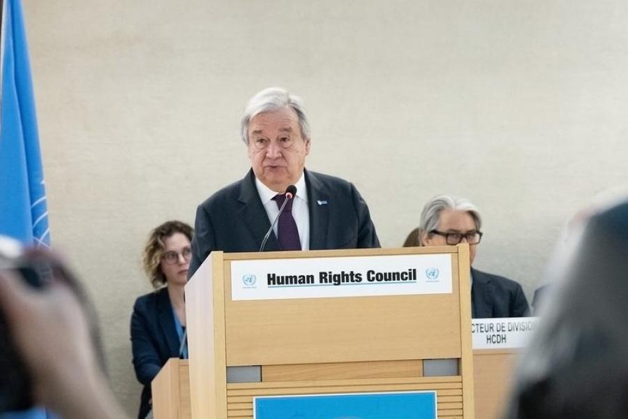 António Guterres discursa na 52ª sessão do Conselho de Direitos Humanos, em Genebra.